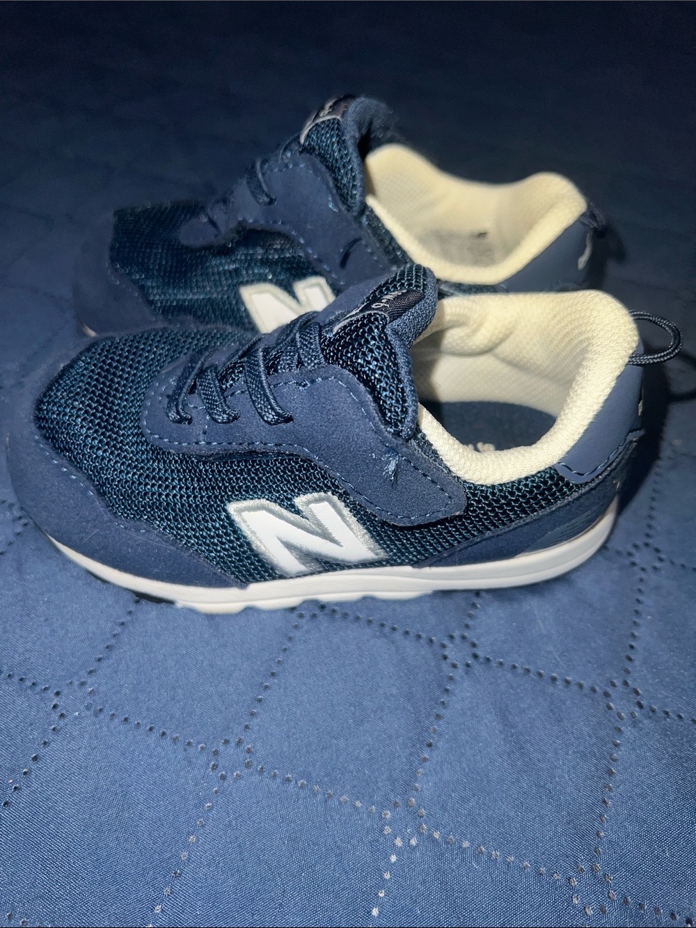 New Balance Kids Navy and White Sneakers with 'N' Logo
